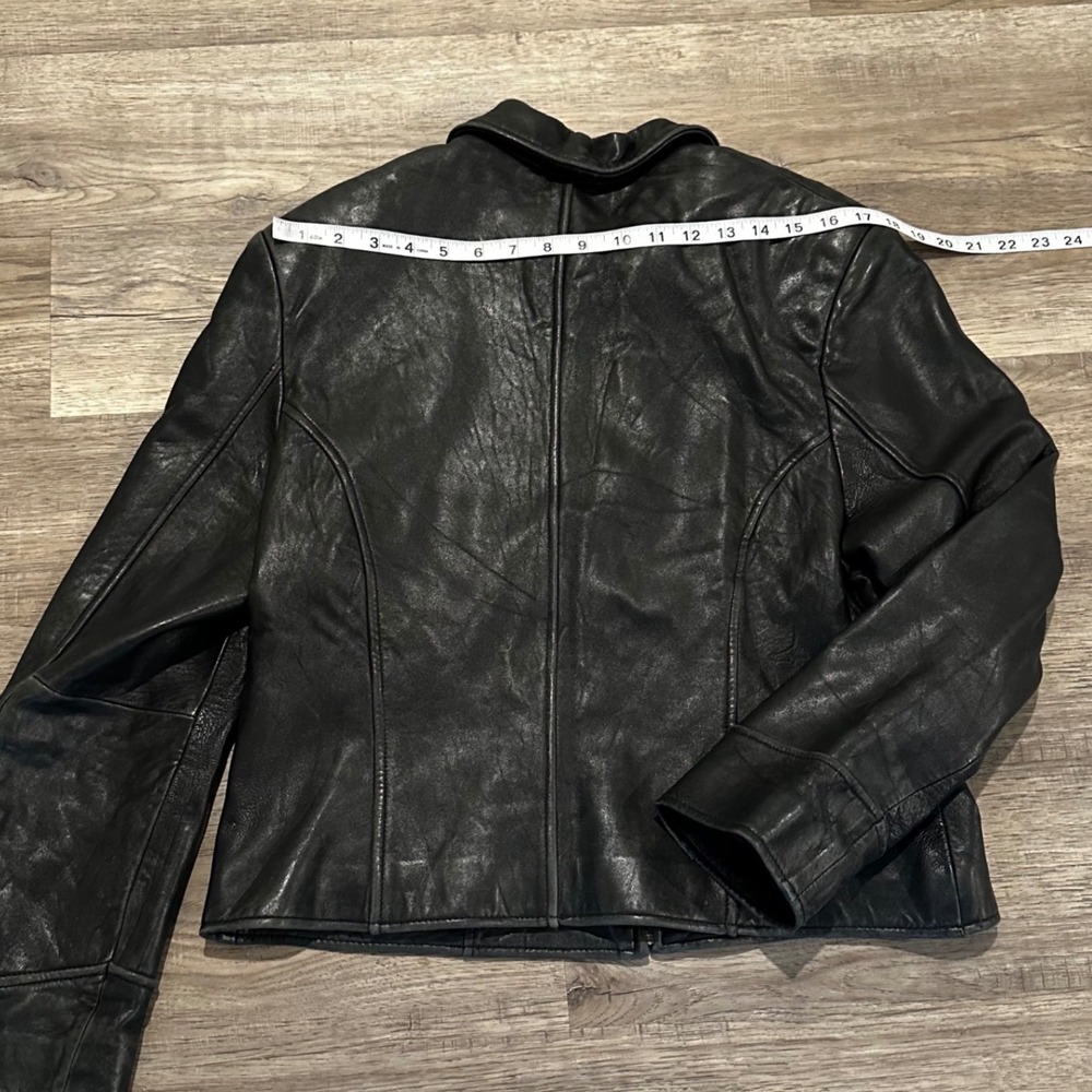 Vintage Valerie Stevens Petites 14P Leather Moto Jacket New Zealand Lambskin - Picture 6 of 9